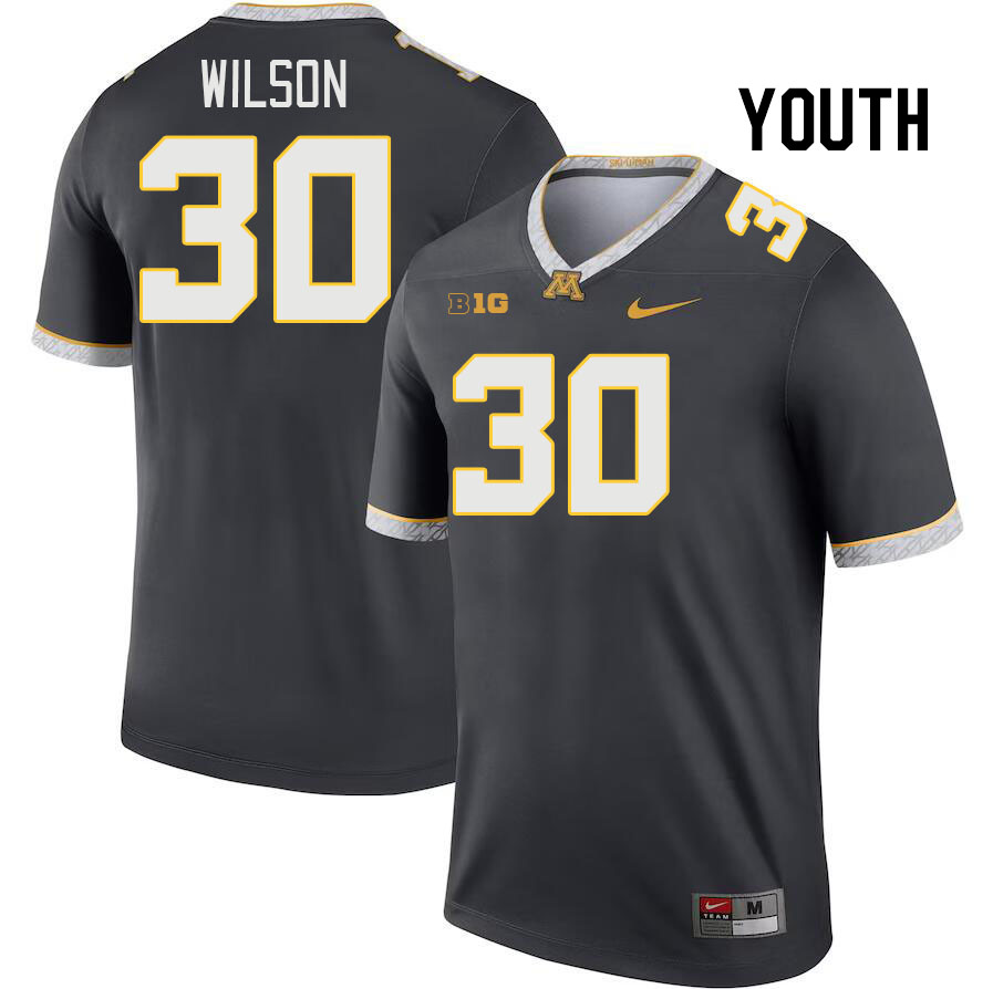 Youth #30 Drew Wilson Minnesota Golden Gophers College Football Jerseys Stitched Sale-Charcoal